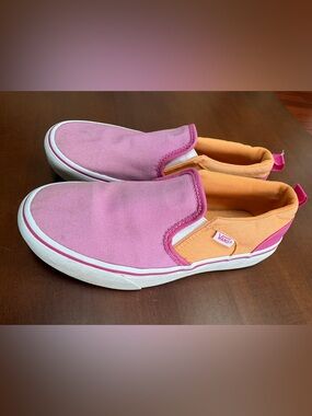 Vans Missy  Slip-On Canvas Sneakers in Pink and Orange Accent